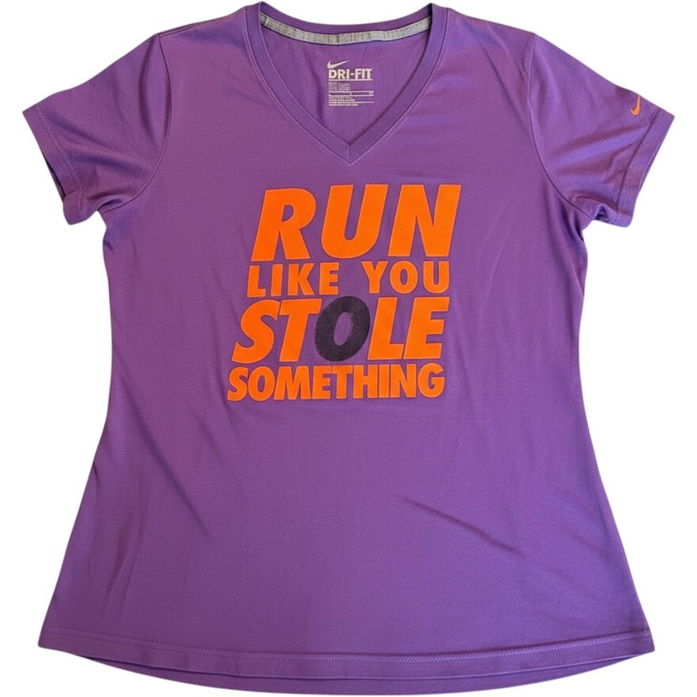 Nike Dri-FIT Womens XL Purple Run Like You Stole‎ Something Graphic Tee